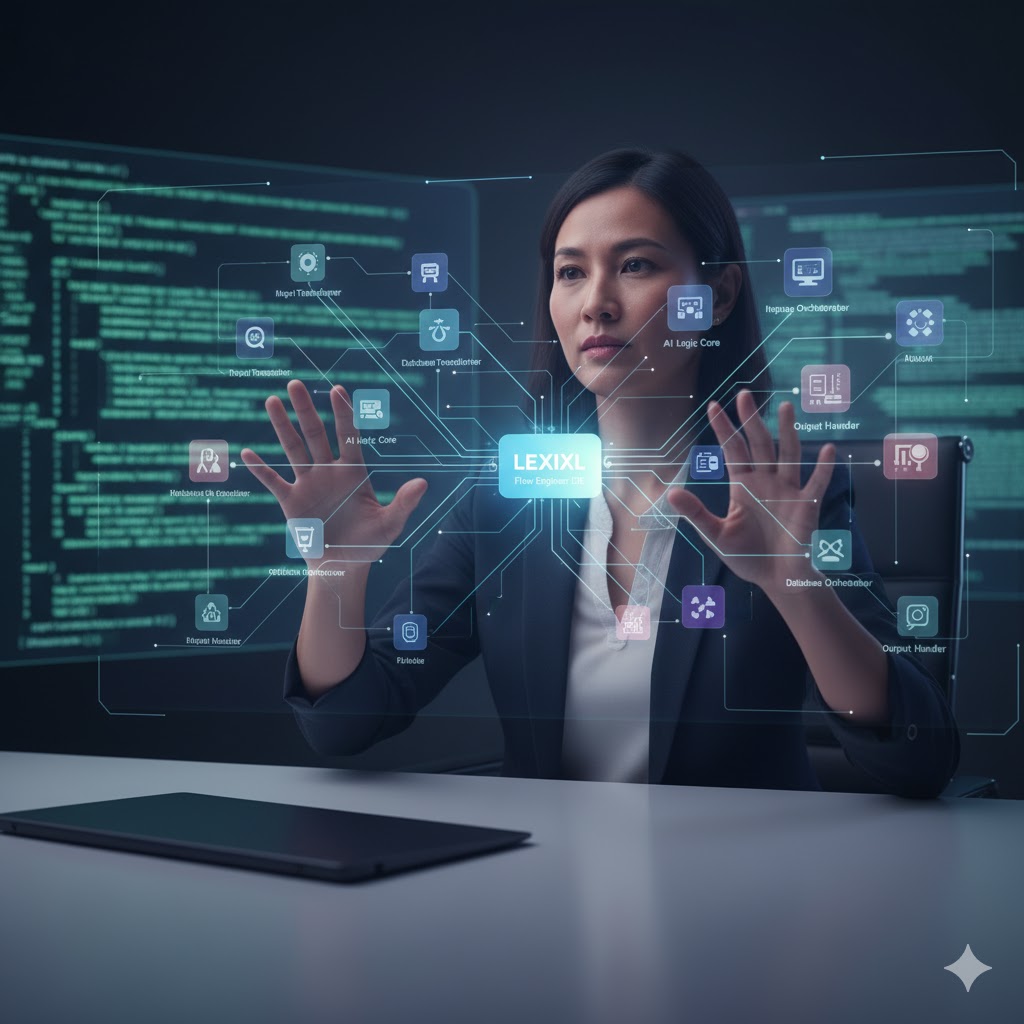 Visual representation of Flow Engineer orchestrating AI-generated systems