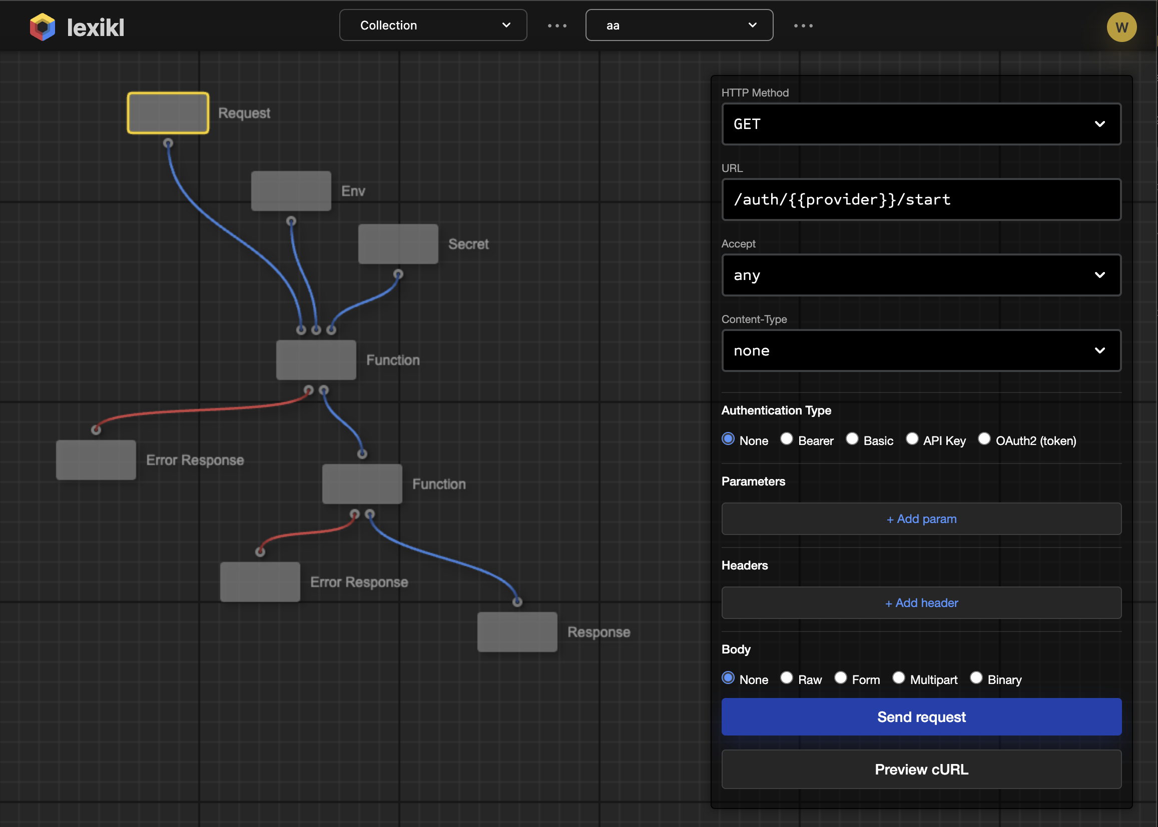 Lexikl HTTP Request Node with comprehensive configuration options